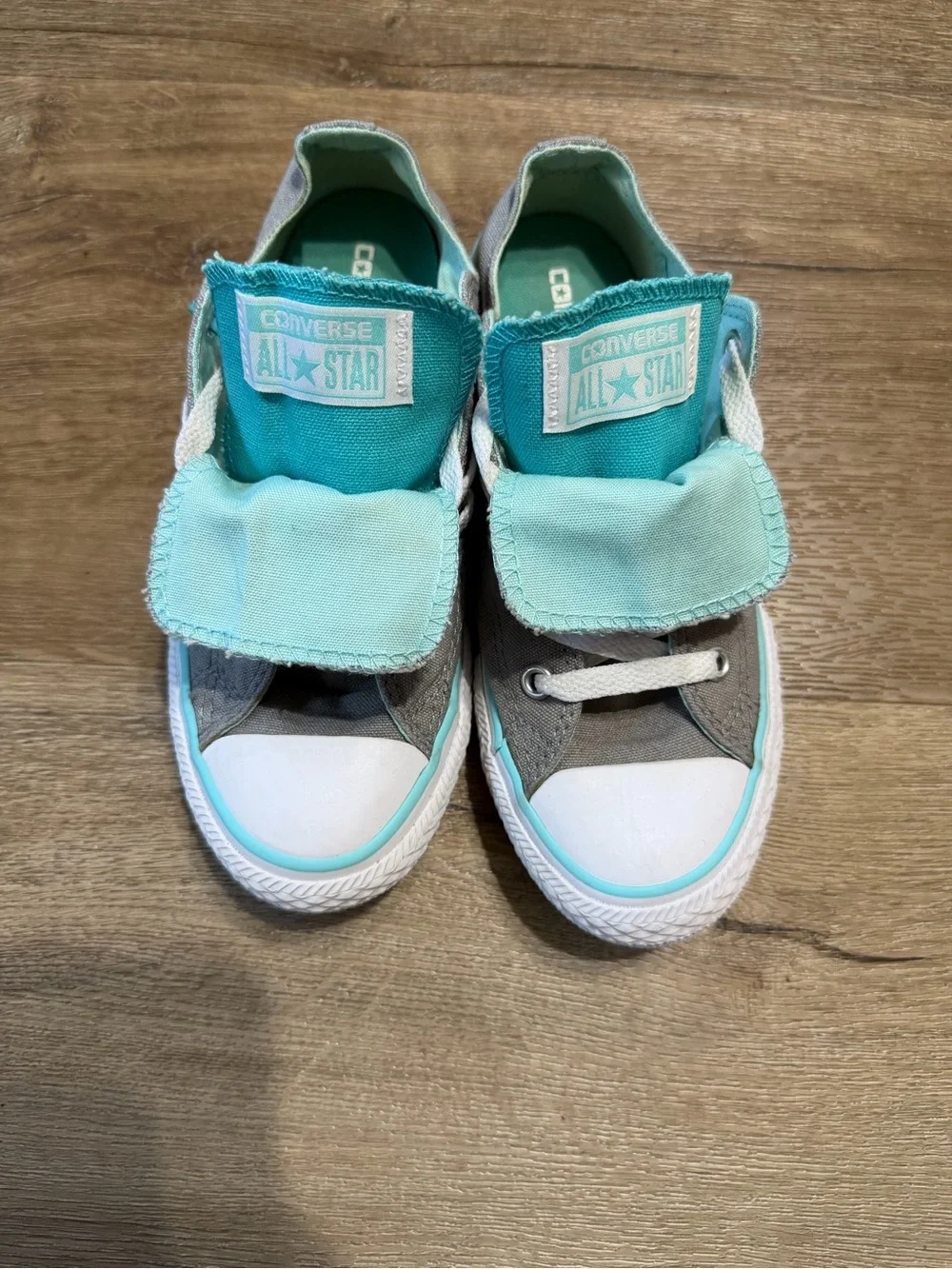 Kids Teal & Gray Low-Top Converse Sneakers